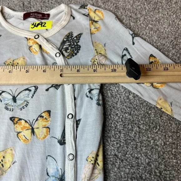 Milkbarn Baby Footed Romper 3-6 Months Butterfly Organic Cotton Snap Pajama - Picture 9 of 13